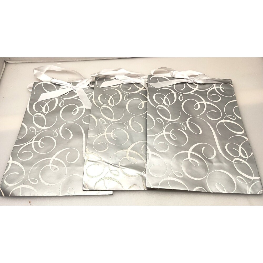 American Greetings Silver Calligraphy Themed Gift Bags With Handles